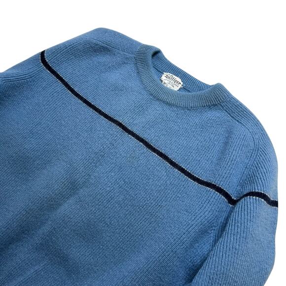 Vintage Skitique 100% Wool Sweater Made in Japan Blue Crewneck Ski Knit 70s 80s - Picture 6 of 9